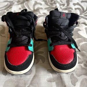 Kids Black, Red & Teal High-Top Sneakers